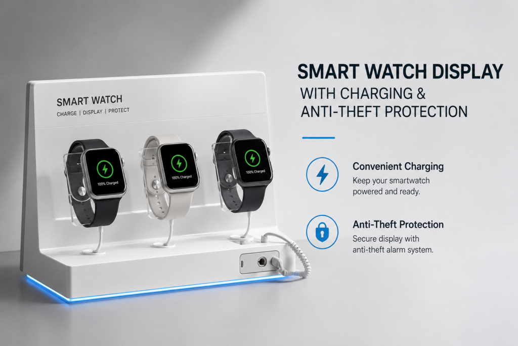 Smart Watch Display With Charging And Anti Theft Protection