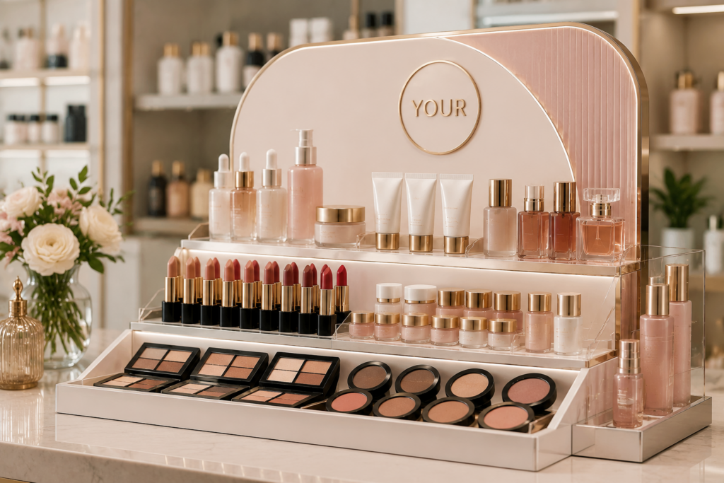 Cosmetic Display Rack Layout For Small Retail Counters