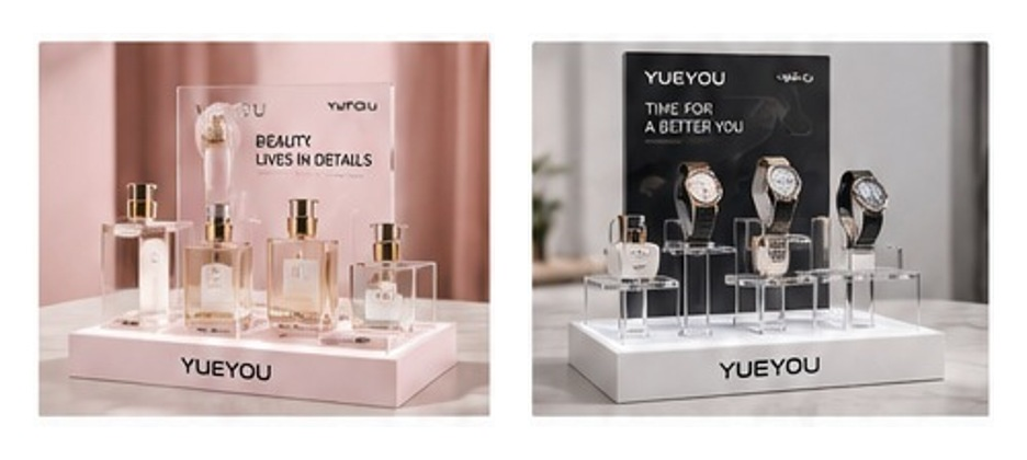 Custom acrylic display stands for different retail products