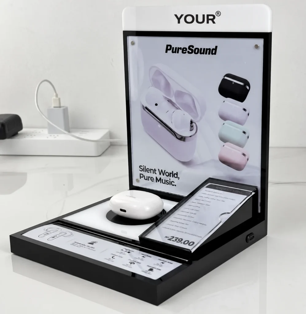 Custom acrylic earphone display stand for wireless earbuds